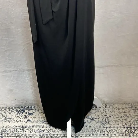 Nicole Miller Faux Wrap Maxi Dress Womens 4 Black Y2K Witchy Fairy Whimsigoth - Picture 3 of 13